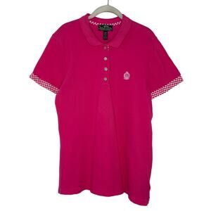 RALPH LAUREN POLO ACTIVE Women's Pink Plaid T Shirt Cotton Size XL